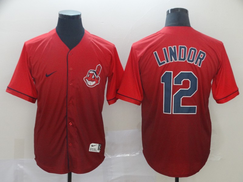 Men's Cleveland Guardians Francisco Lindor #12 Red Gradient Jersey